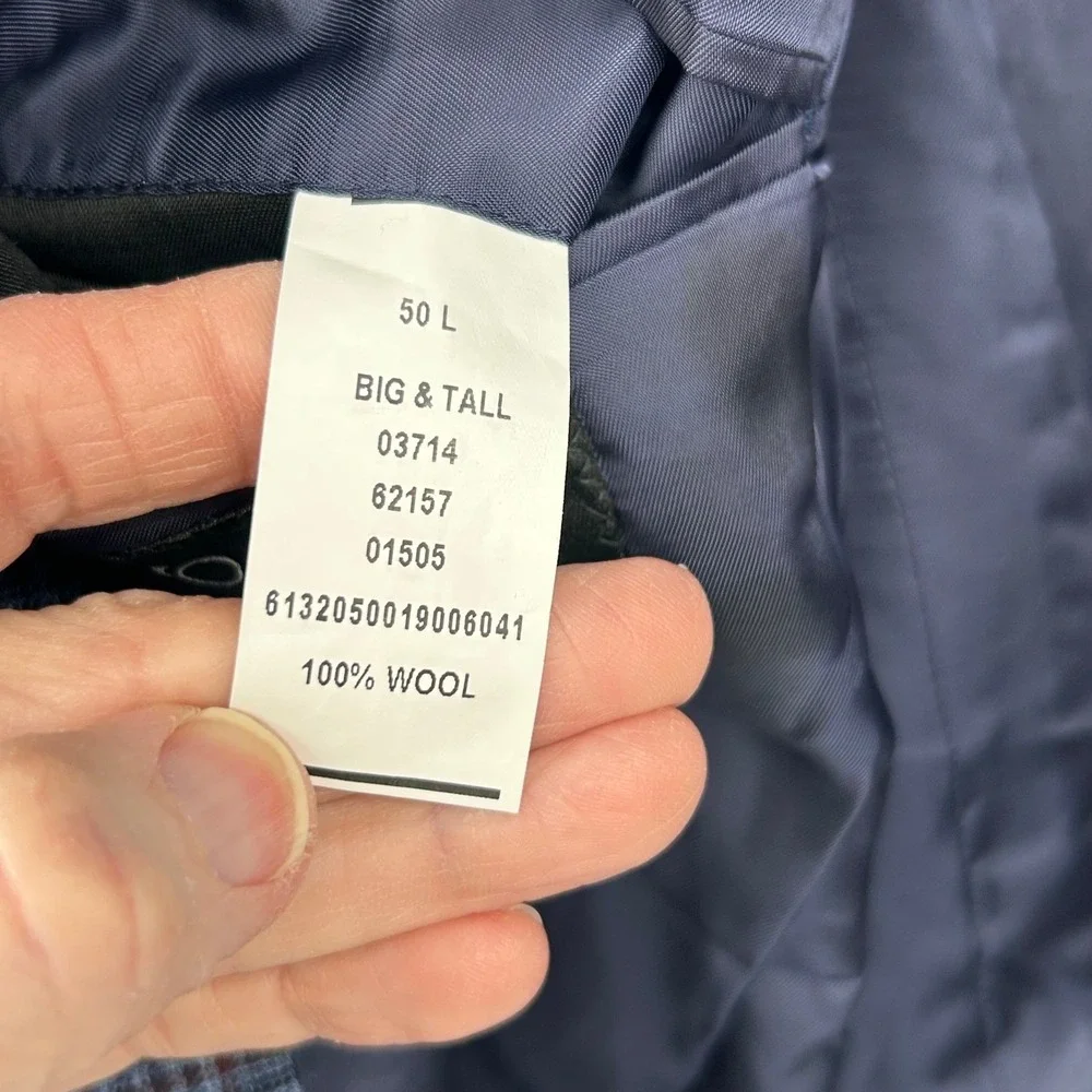 Jos. A. Bank Sport Coat Mens 50L Blue Glen Plaid 100% Wool Signature Big & Tall